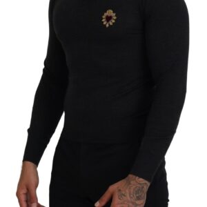 Gray Cashmere V-neck Gold Heart Sweater
