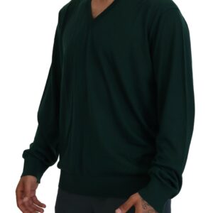 Green Cashmere V-neck Pullover Sweater