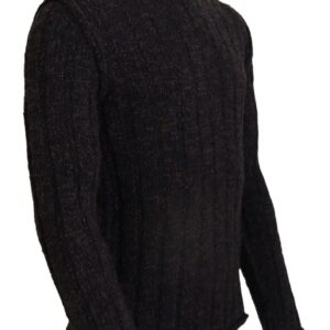 Brown Wool Knit Turtleneck Pullover Sweater