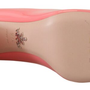 Pink Patent Leather Block Heels Pumps Classic