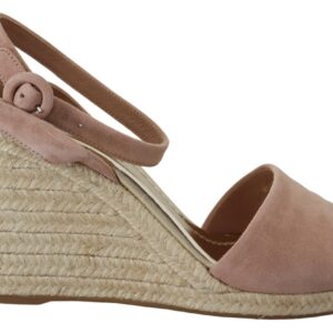 Pink Suede Leather Ankle Strap Sandals