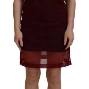 Maroon Nylon Two Layer Shift Mini Dress