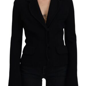 Black Button Cardigan Blazer Viscose Jacket