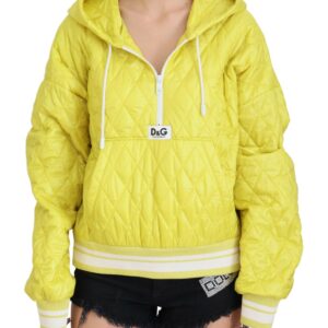 Yellow Nylon Quilted Hooded Pullover Jacket