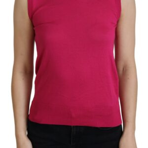 Pink Silk Vest Pullover Crewneck Tank Top