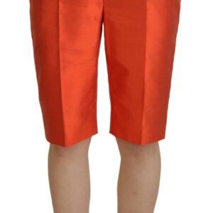 Orange Silk High Waist Cropped Pants