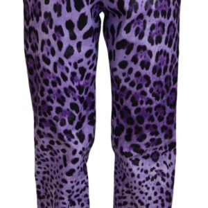 Purple Leopard Print High Waist Pants