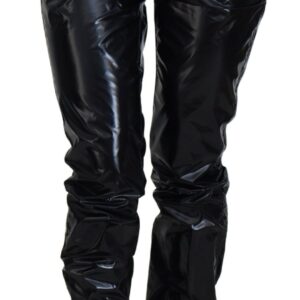 Black Nylon High Waist Skinny Pants