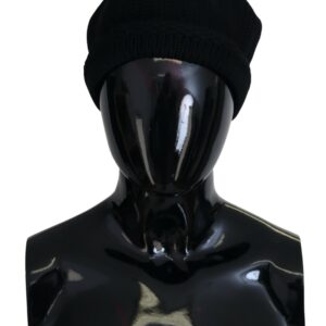 Black Virgin Wool Women Winter Beanie Cap Hat