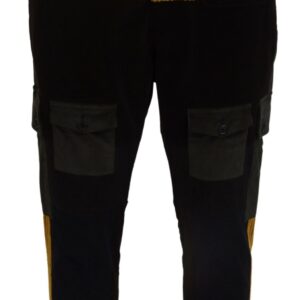 Black Yellow Cotton Men Pants