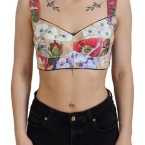 Multicolor Floral Cropped Bustier Corset Top