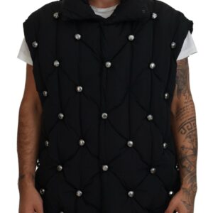 Black Sleeveless DG Metal Embellishment Jacket