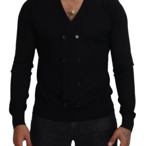 Black Cashmere Button Down Cardigan Sweater