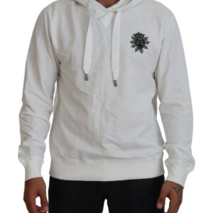 White Cotton Hooded Sweatshirt Logo Sweater