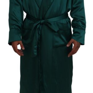 Green Silk Waist Belt Robe Sleepwear