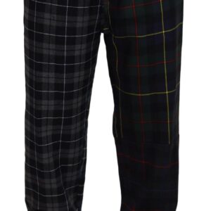 Multicolor Checkered Wool Men Jogger Pants