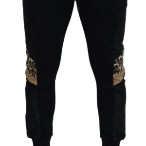 Black Polyester Skinny Jogger Men Pants