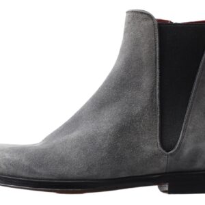 Gray Leather Men Ankle Boots Shoes