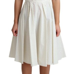 White Polka Dotted Cotton A-Line Dress