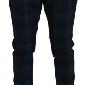 Blue Purple Plaid Wool Trousers Pants