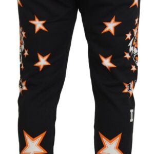 Black Orange Star Trousers Sport Pants