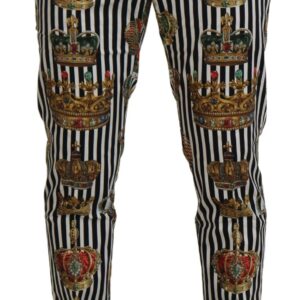 White Cotton Stretch Crown Trouser Pants