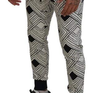 Black White Cotton Trousers Sport Pants