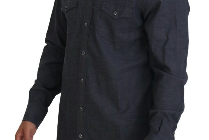 Blue Cotton Denim Crystal Bee Shirt - Jag Couture London