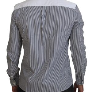 Gray White Striped Slim Fit Shirt