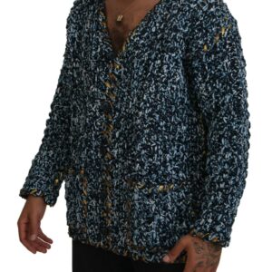 Blue Button Cardigan Fatto A Mano Sweater