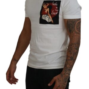 Cotton White Logo Print Crewneck T-shirt