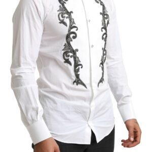 White Tuxedo Slim Fit Baroque Shirt