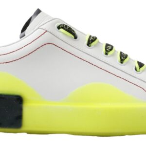 White Yellow Portofino Leather Sneakers Shoes