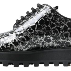 Black White Derby Patent Leather Shoes
