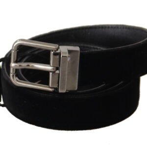 Black Cotton Silver Tone Metal Buckle Belt