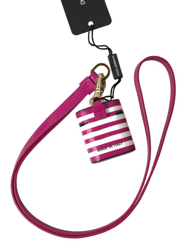 Fuchsia Dauphine Leather Logo Airpods Case