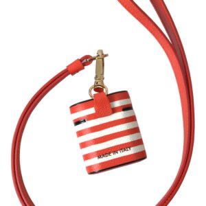 Orange Stripe Dauphine Leather Logo Strap Airpod Case