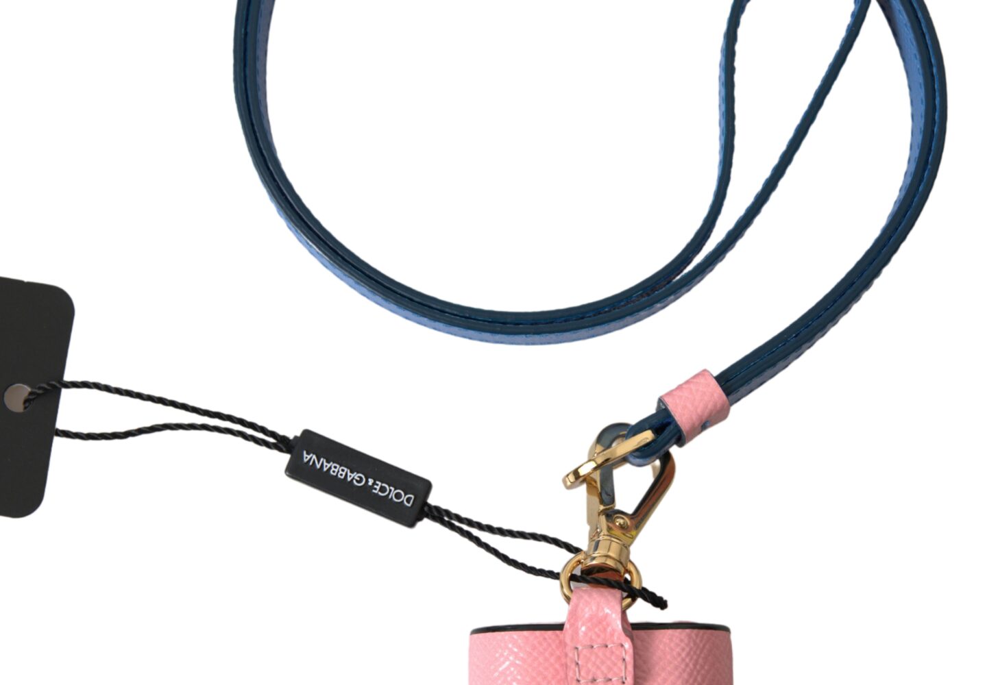 Pink Blue Calf Leather Logo Print Strap Airpods Case - Jag Couture London