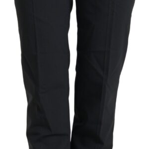 Black Wool High Waist Tapered Pants