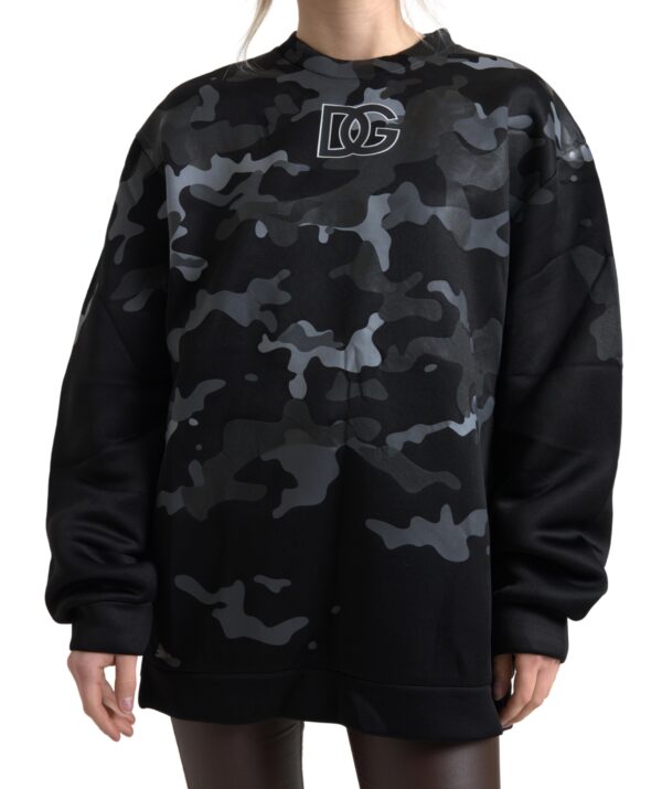 Black Camouflage Round Neck Sweatshirt Sweater