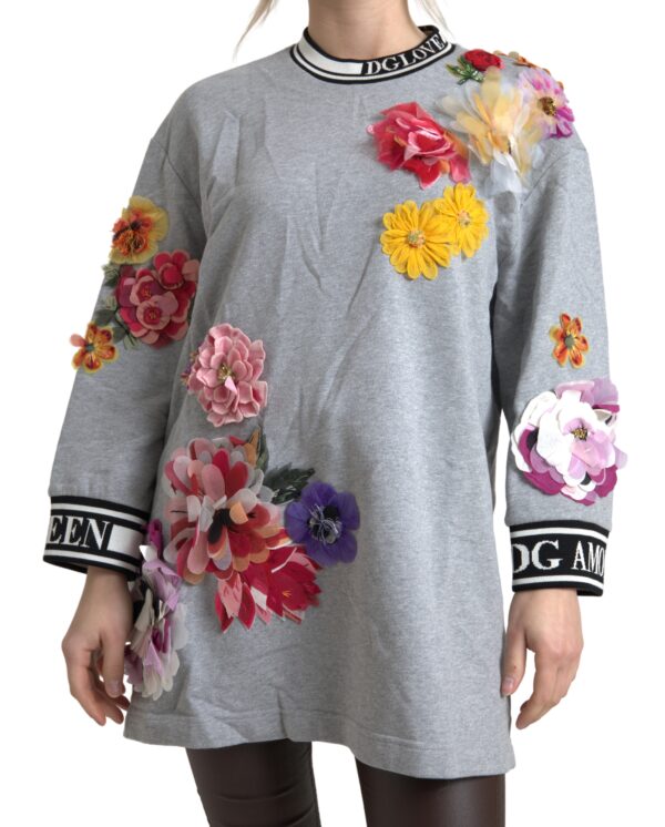 Gray DG Amore Queen Floral Pullover Sweater