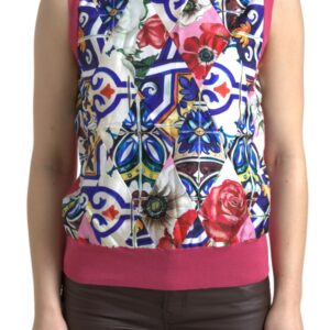 Multicolor Majolica Floral Crew Neck Tank Top