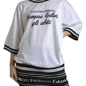White Cotton DG Fashion Crew Neck Tee T-shirt | Jag Couture London – New York