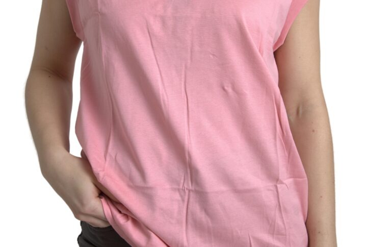 Pink Cotton DG Logo Crew Neck Tank T-shirt - Jag Couture London
