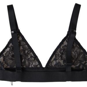 Black Floral Lace Nylon Stretch Bra Underwear