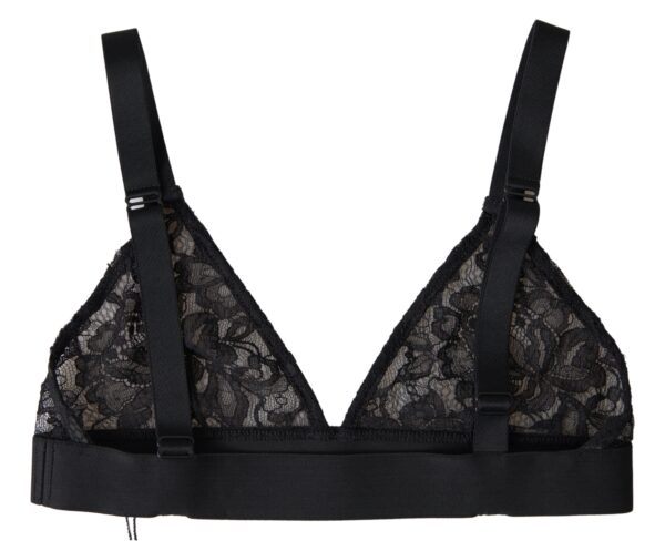 Black Floral Lace Nylon Stretch Bra Underwear