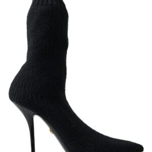 Black Stiletto Heel Mid Calf Women Boot Shoes