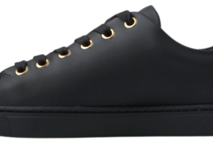 Black Gold Leather Classic Sneakers Shoes - Jag Couture London