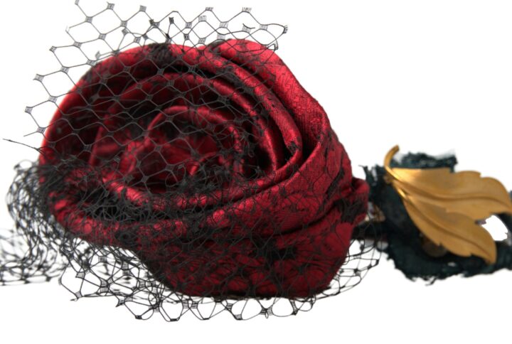 Red with multicolor Rose Silk Crystal Netted Logo Diadem Headband - Jag Couture London