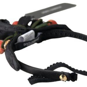 Black with multicolor Fig Fruit Crystal Tiara Diadem Headband - Jag Couture London